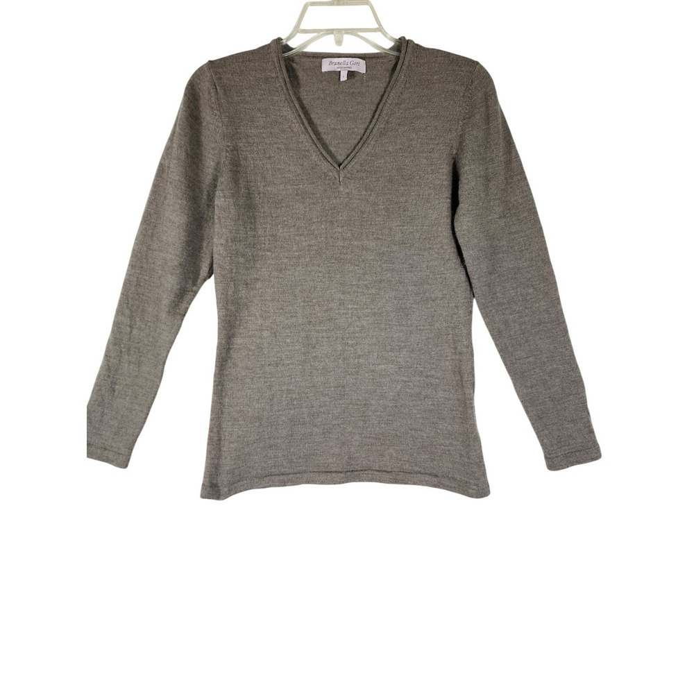 Brunella Gori Womens L Merino Wool Sweater Italy Brown Luxury Knit Old Money